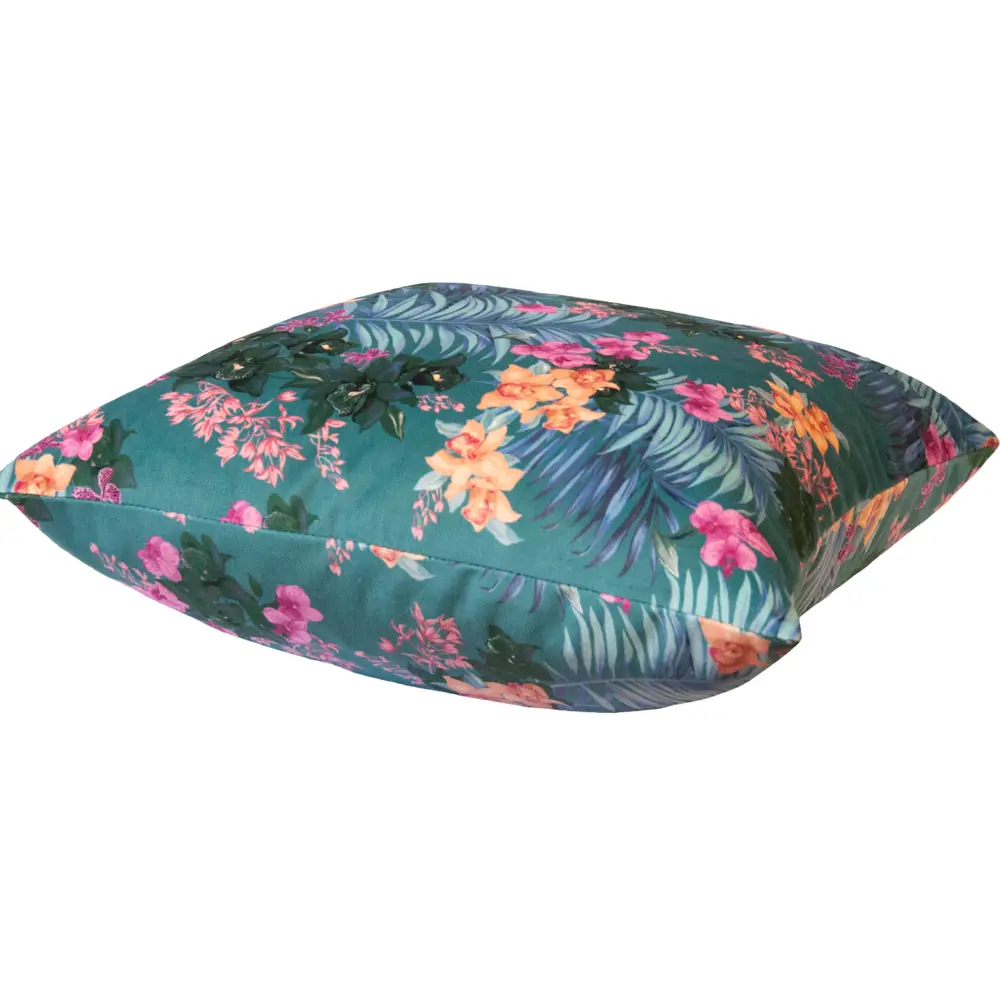 Подушка Seasons Тропики орхидея 40x40 см бархат цвет бирюзовый STLM-2092144 - Вид №1