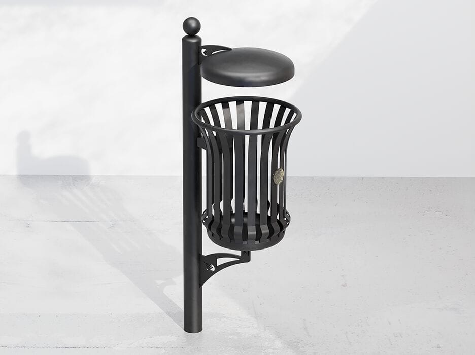 Наружная металлическая корзина для мусора с крышкой DIMCAR ARCH-00068559 - Вид №1