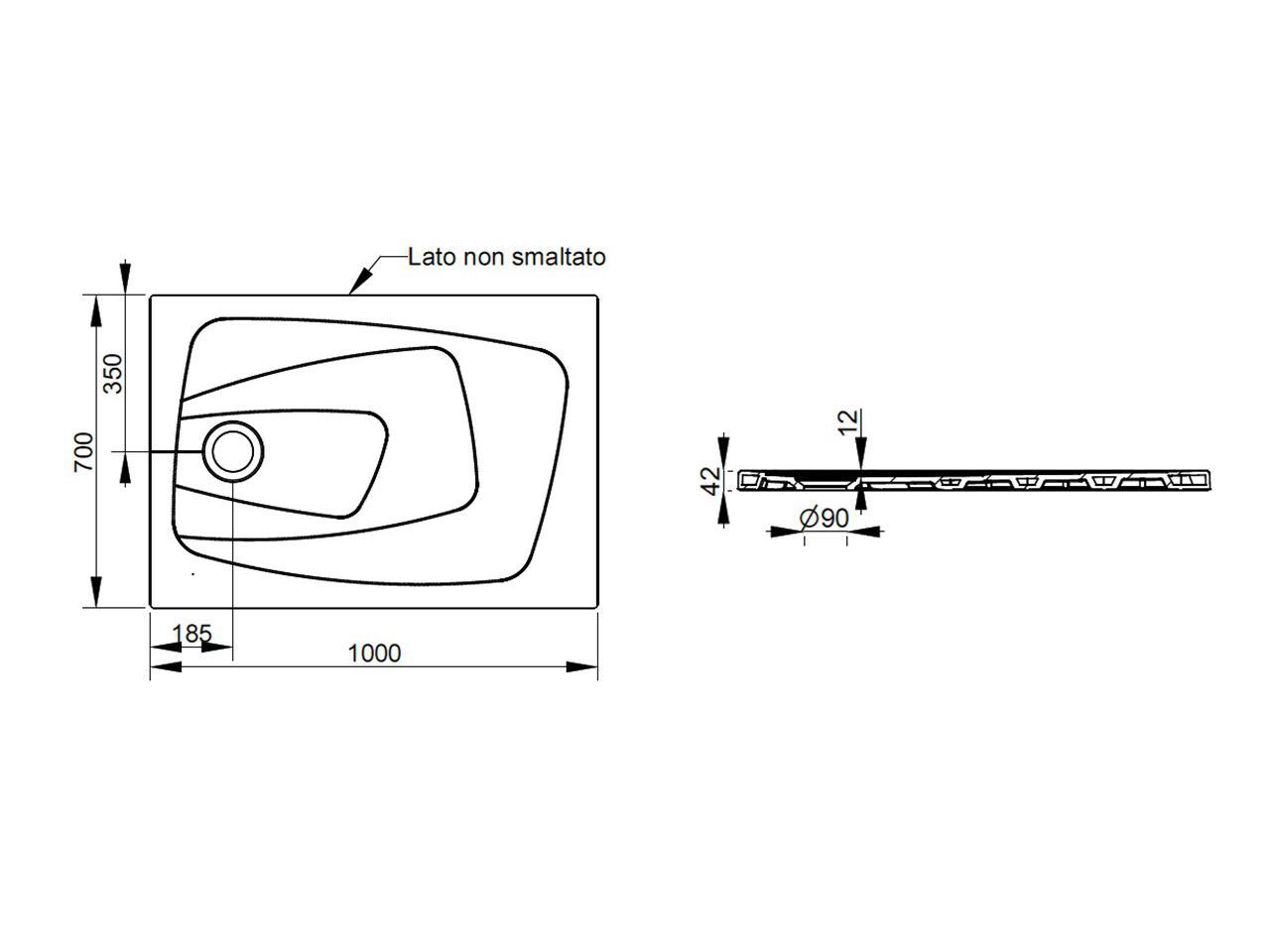 Керамический нескользящий прямоугольный поддон для душа Ceramica Dolomite за пределами ARCH-00148401 - Вид №115