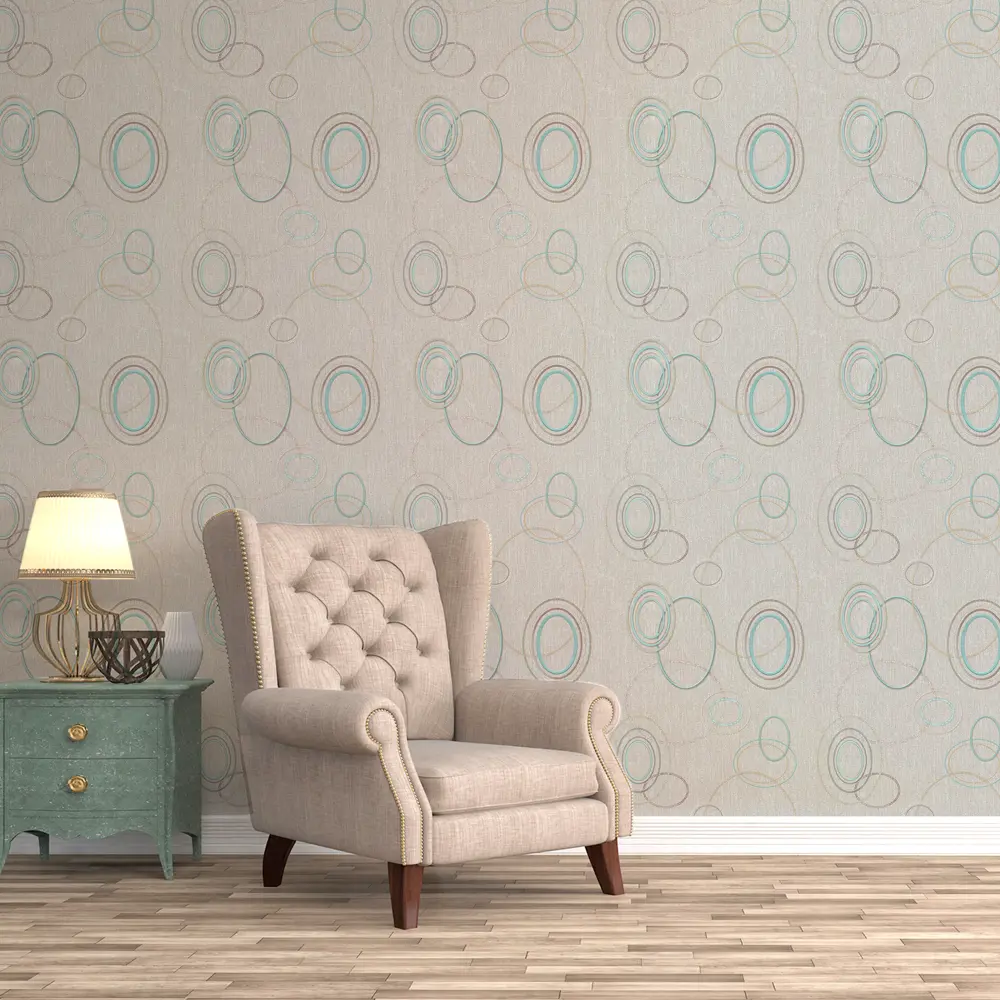 Обои бумажные Московская Обойная Фабрика Овал Деним в насыщенном коричневом тоне 89841661 ОвалДеним STLM-0080015 - Вид №2