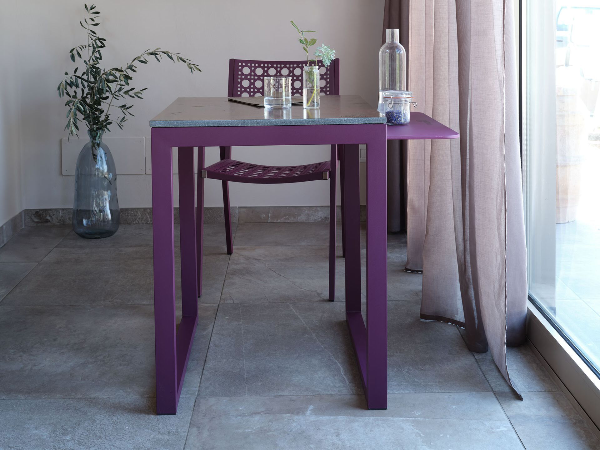 Квадратный стол из фаянса и нержавеющей стали DOMIZIANI современный ARCH-00081825