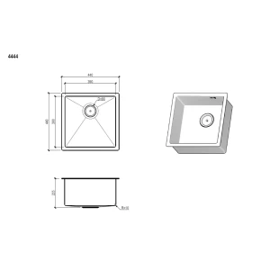 Мойка для кухни врезная Floracio F.4444.SSD 44x44 см глубина чаши 21.5 см нержавеющая сталь цвет нержавеющая сталь