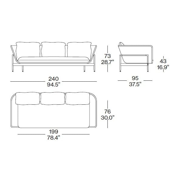 Ткань съемный садовый диван CASSINA Esosoft Outdoor ARCH-00061260 - Вид №6