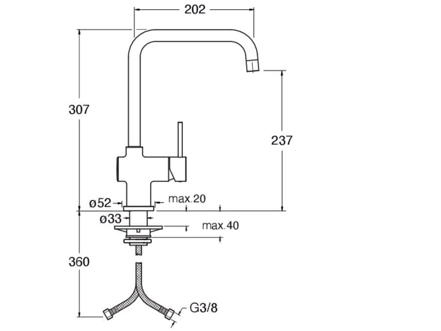 Однорычажный смеситель для кухни с ограничителем расхода CRISTINA Rubinetterie кухня-современная коллекция ARCH-00145716 - Вид №1