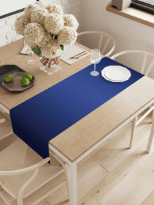 90776877 Дорожка водоотталкивающая на стол Синее переливание, прямоугольная, 145х40 см, цвет синий STLM-0377765 JOYARTY