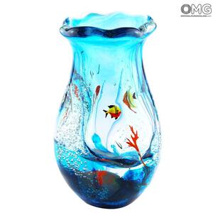 3079 ORIGINALMURANOGLASS Ваза Аквариум - соммерсо- Original Murano Glass OMG 14 см