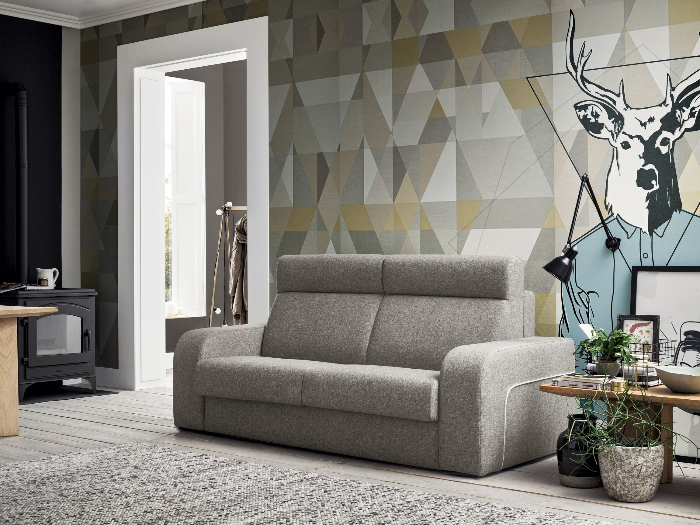 Двуспальный диван-кровать из ткани Felis Day &amp ARCH-00132500 - Вид №1