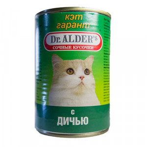 ПР0037893 Корм для кошек Cat Garant сочные кусочки в соусе, дичь конс. 415г Dr. ALDER`s