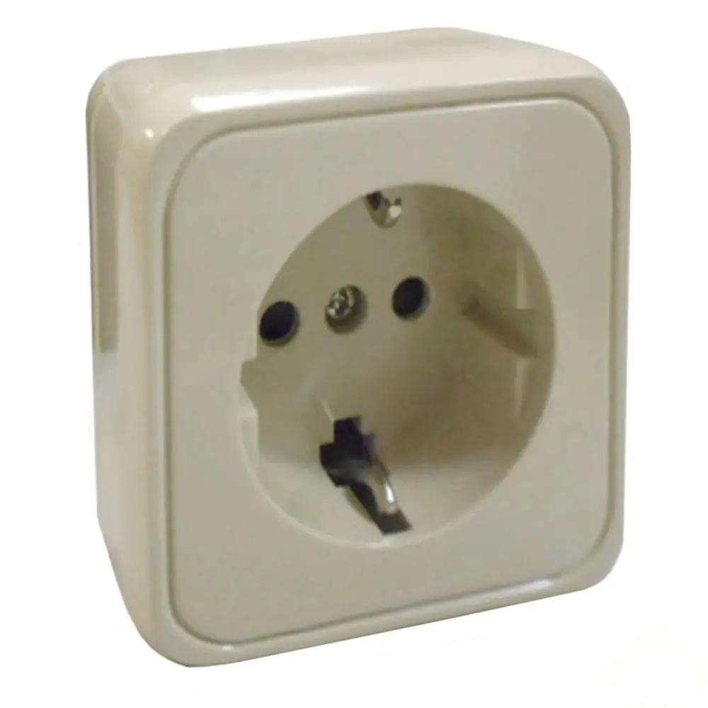 Розетка LK STANDARD, с заземлением со шторками, бежевая STLM-2174941