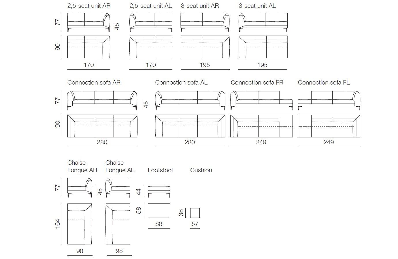 Модульный тканевый диван с полуостровом LEOLUX LX LX675 ARCH-00150901 - Вид №4