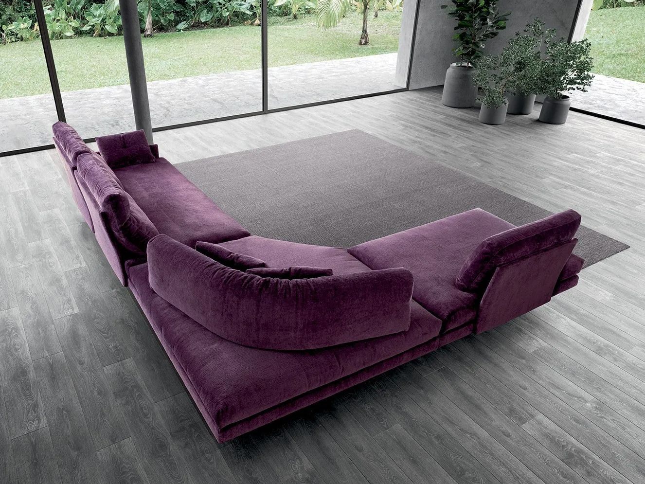 Бархатный секционный угловой диван VALENTINI камень ARCH-00067648 - Вид №3