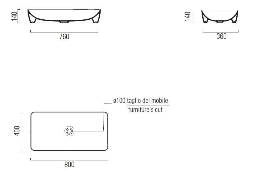 Керамическая прямоугольная столешница GSI ceramica Nubes ARCH-00005302 - Вид №5