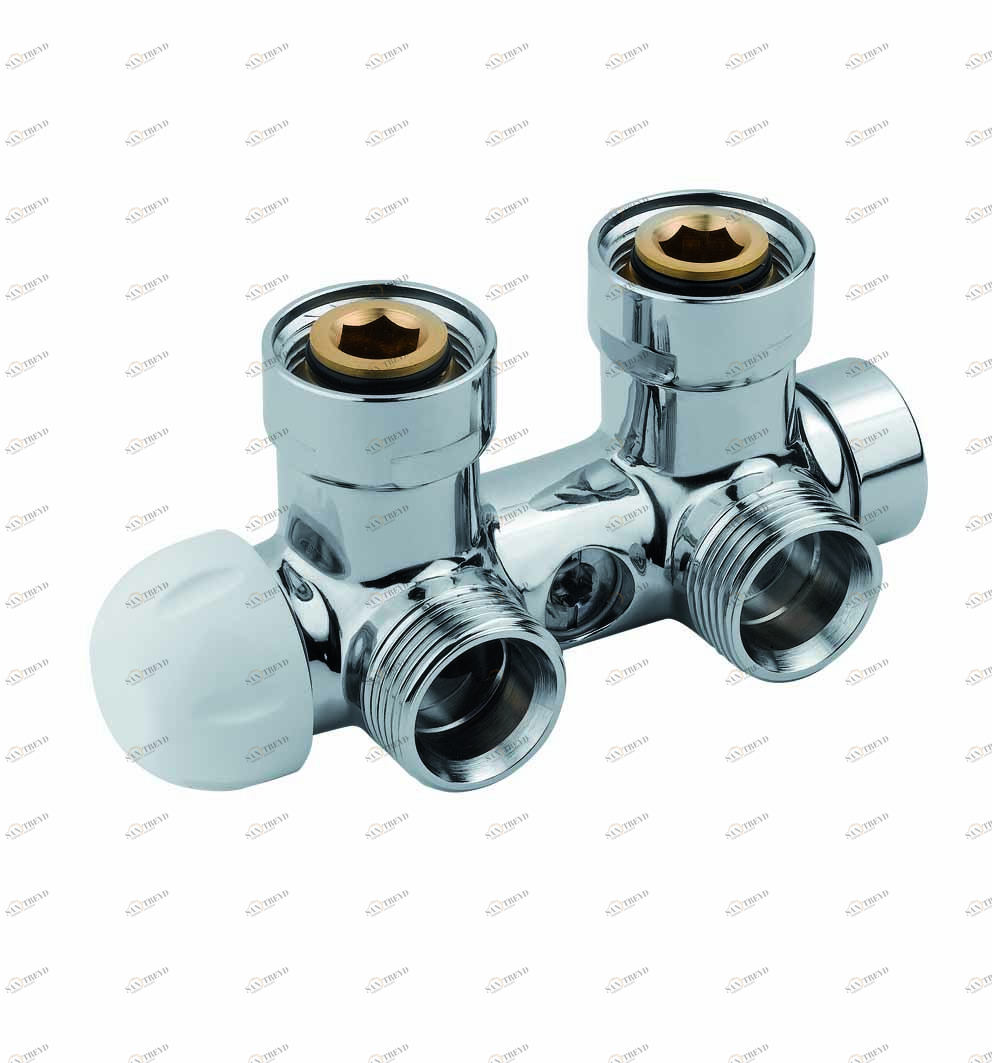 Carlo Poletti V37300R Клапан термостатический угловой одно/двухтрубный с бай-пасс, с подключением медной или пластиковой трубы. Межосевое расстояние 50 мм 