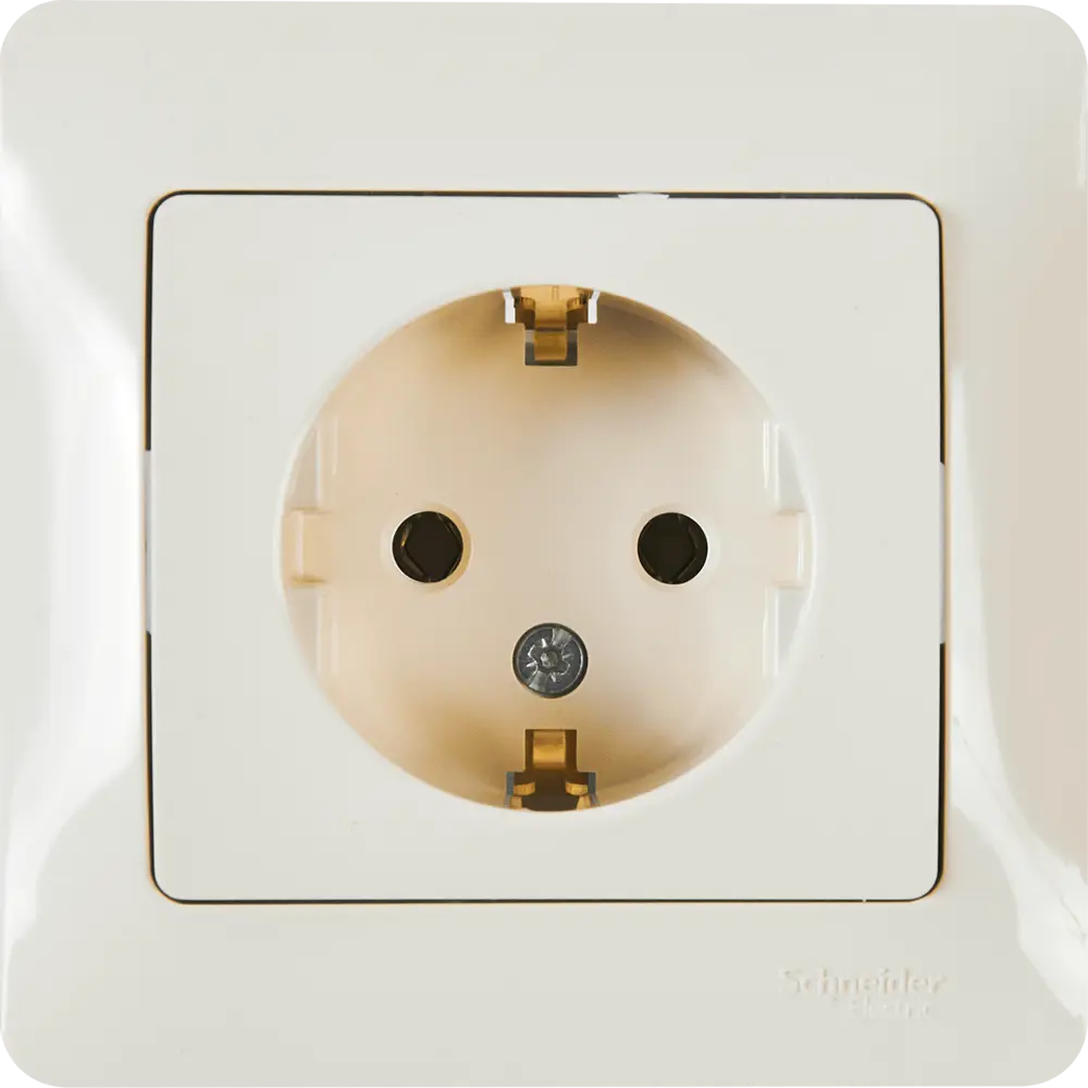 Schneider Electric Glossa — встраиваемая розетка с заземлением в бежевом цвете 86710182 STLM-0070799