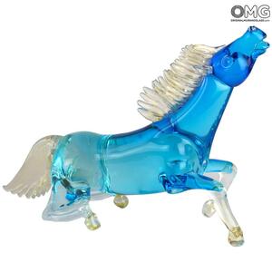 4489 ORIGINALMURANOGLASS Статуэтка Лошадь - голубая - муранское стекло OMG 30 см