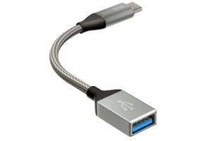 19004124 Кабель OTG TYPE-C выход-USB A вход, 0,15m, нейлон, металлические коннекторы 63127 Interstep