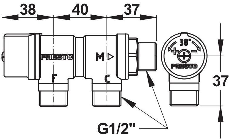 Термостатический смесительный клапан Presto 29006 4- 43 л/мин 29006.0 - Вид №1