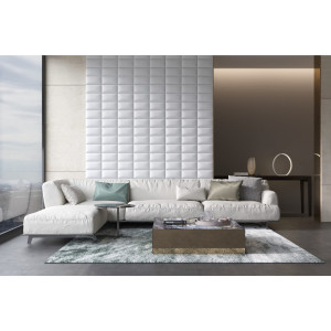 Стеновая панель Eco Leather White цвет белый 15х30см 4шт TARTILLA
