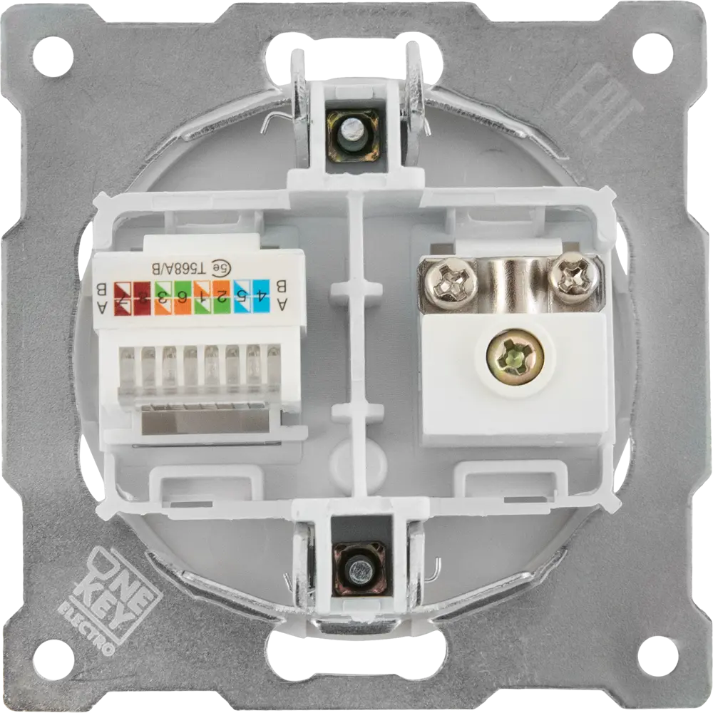 Розетка двойная антенна/компьютер TV/RJ45 кат.5e встраиваемая Onekeyelectro 1E20811300 цвет белый Florence STLM-2181027 - Вид №3