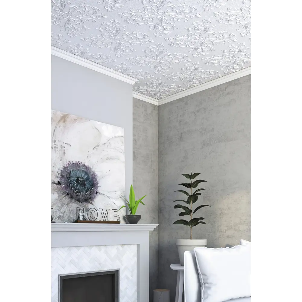 Плитка потолочная бесшовная полистирол белая Формат Ренессанс 50 x 50 см 2 м² FORMAT STLM-2088323 - Вид №3