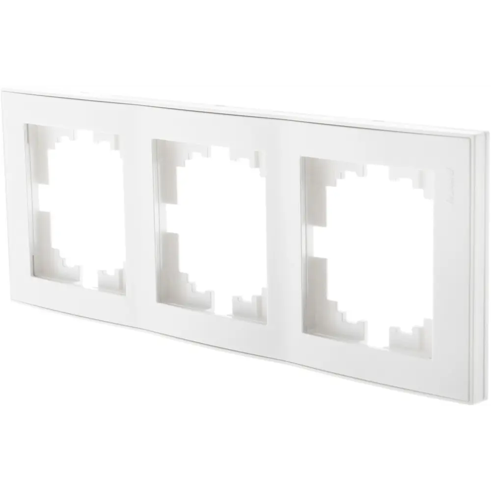 Рамка для розеток и выключателей Lezard вертикальная 3 поста, цвет жемчужно-белый Rain STLM-2195540 - Вид №1