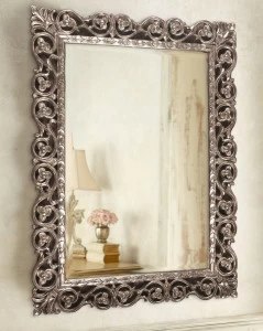Зеркало прямоугольное в раме флорентийское серебро "Бергамо" LOUVRE HOME НАСТЕННОЕ ЗЕРКАЛО 036061 Серебро