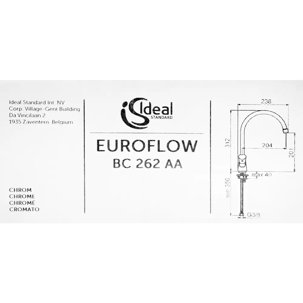 Смеситель для кухни Ideal Standard Euroflow, цвет хром STLM-2104032 - Вид №3