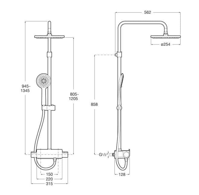 Латунь настенный термостатический душ колонка Roca ROUND 5A9788C00 ARCH-00085466 - Вид №2