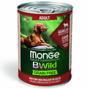 ПР0051913*24 Корм для собак BWild Grain Free беззерновой ягненок с тыквой и кабачками банка 400г (упаковка - 24 шт) Monge