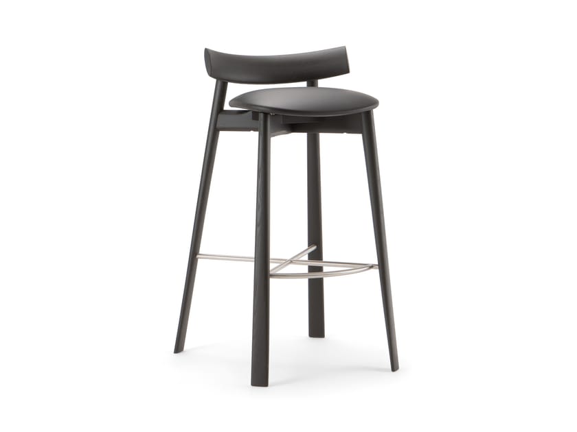 Высокий деревянный табурет с подставкой для ног с мягким сиденьем Cizeta Remo ARCH-00051494