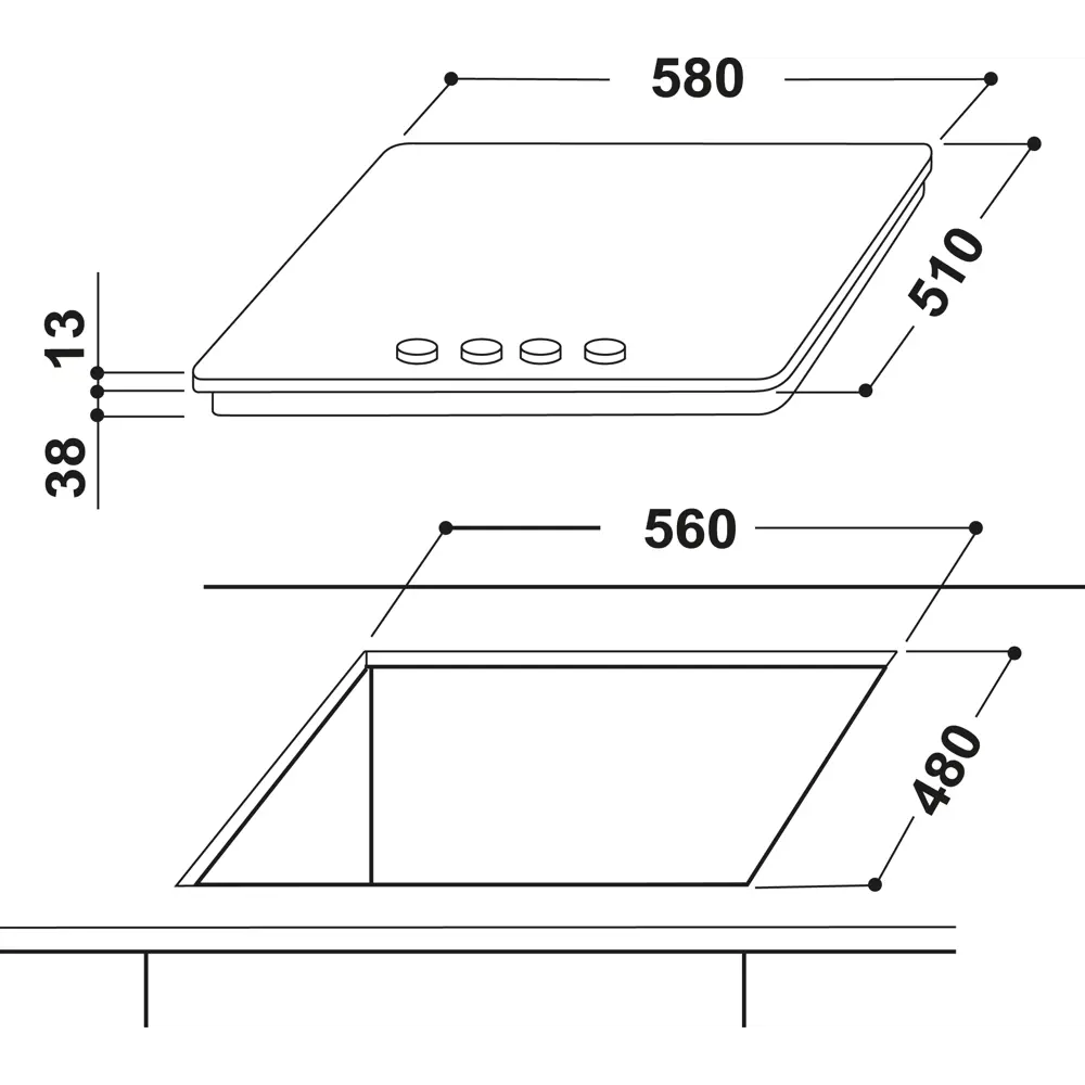Варочная панель газовая Indesit THP 641 W/IX/I 4 конфорки нержавеющая сталь STLM-2074448 - Вид №5