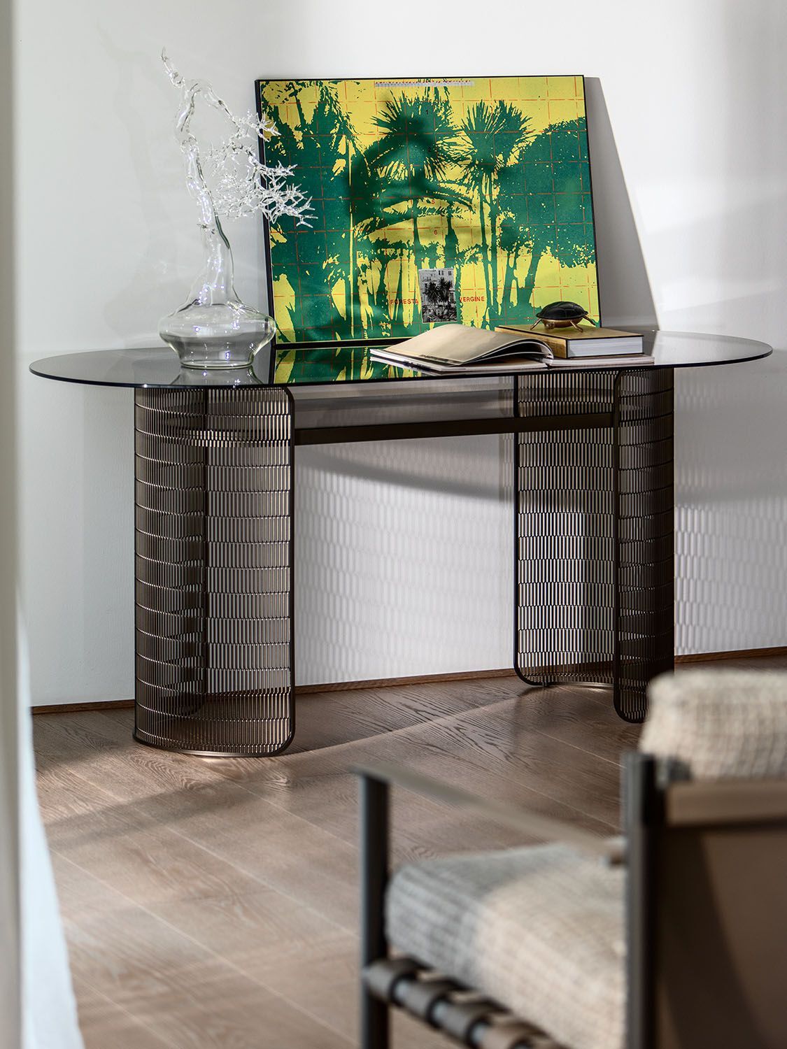 Изогнутый стол из проволочной сетки со стеклянной столешницей Natevo самогон ARCH-00059446 - Вид №5