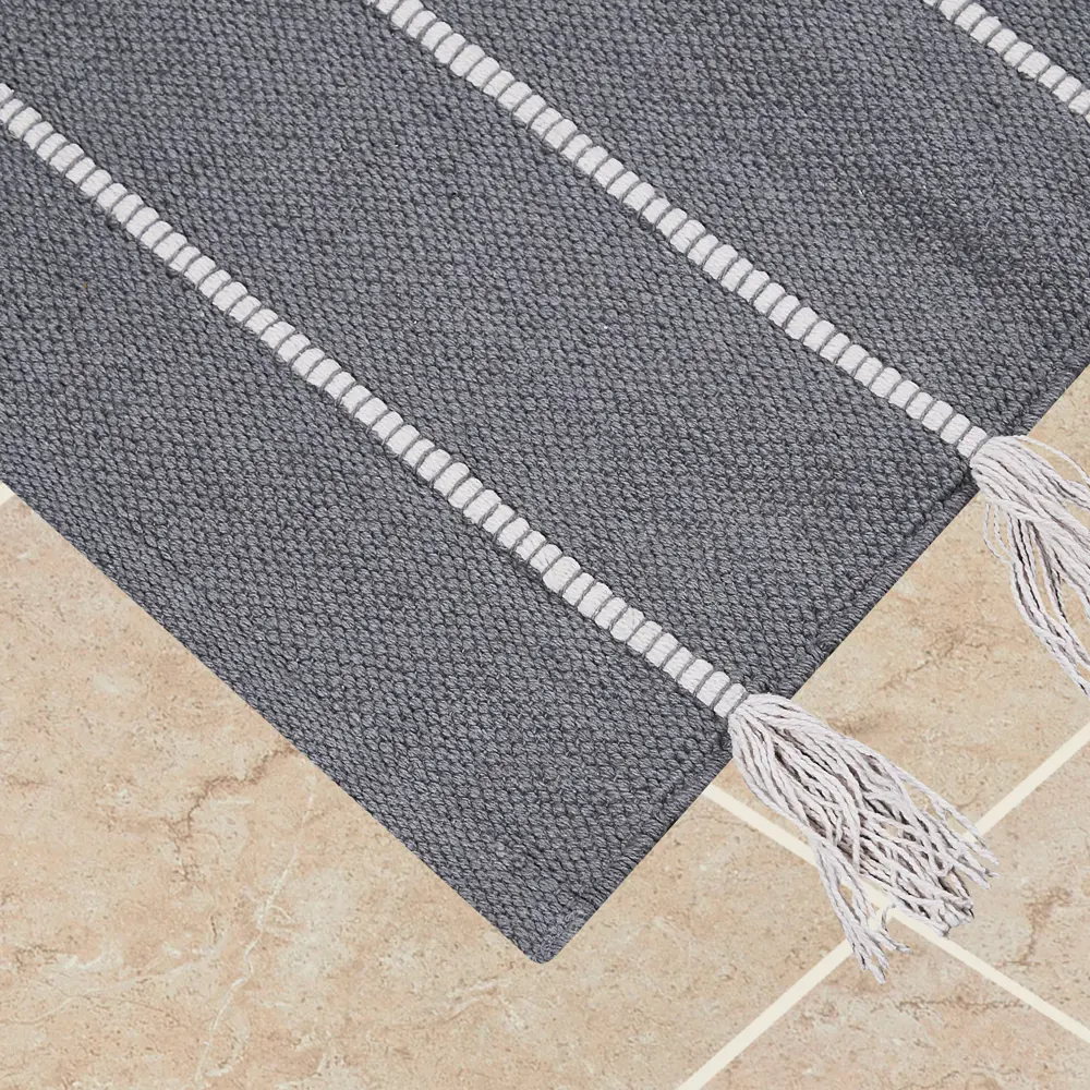 Коврик Inspire декоративный хлопок JACU 60x100 см с бахромой цвет серый STLM-2156591 - Вид №1