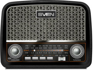 SV-017170 Ас srp-555, черный-серебро (3 вт, fm/am/sw, usb, sd/microsd, встроенный аккумулятор) Sven