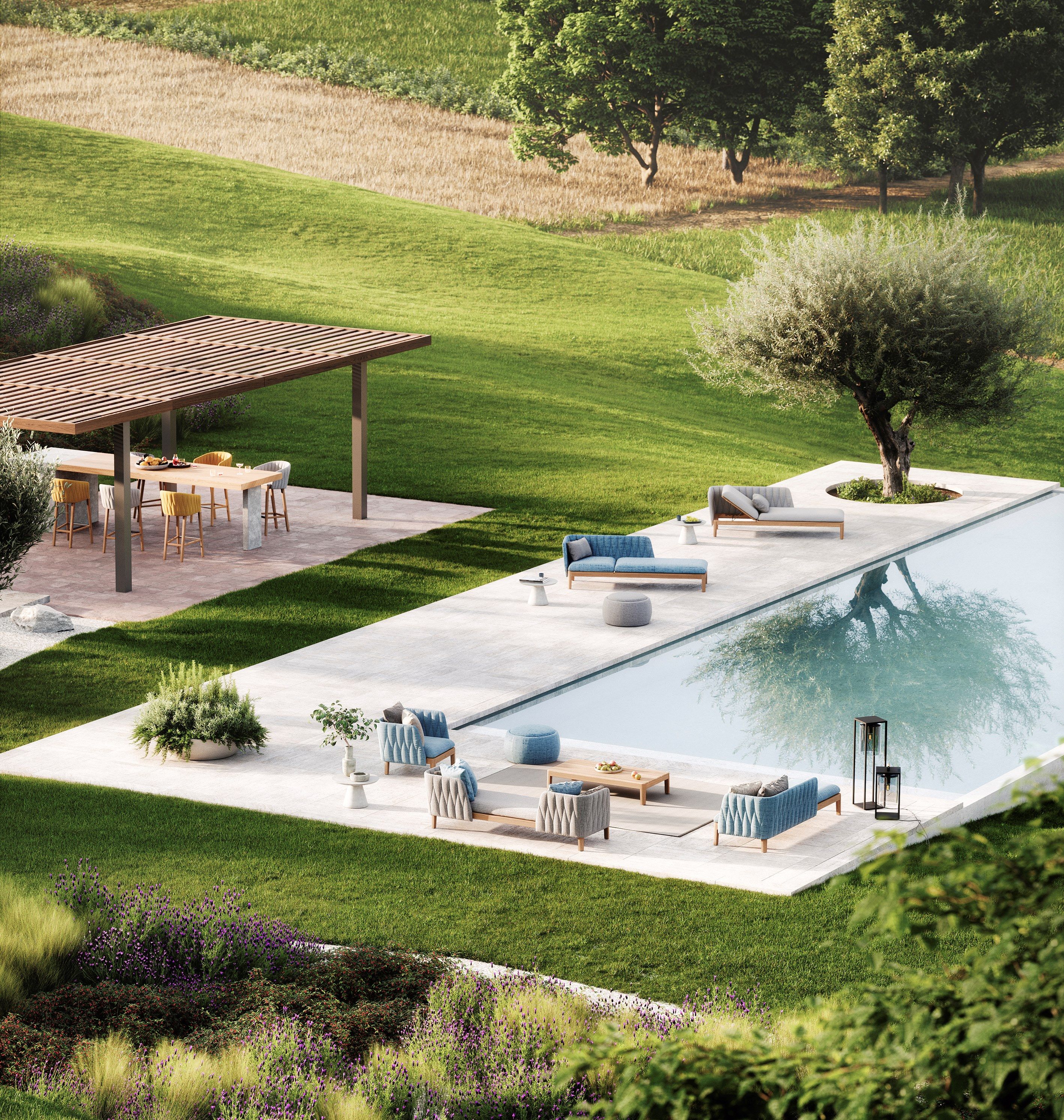 Садовое кресло из ткани и ТИКа с подлокотниками Royal Botania Calypso Lounge ARCH-00007496 - Вид №3