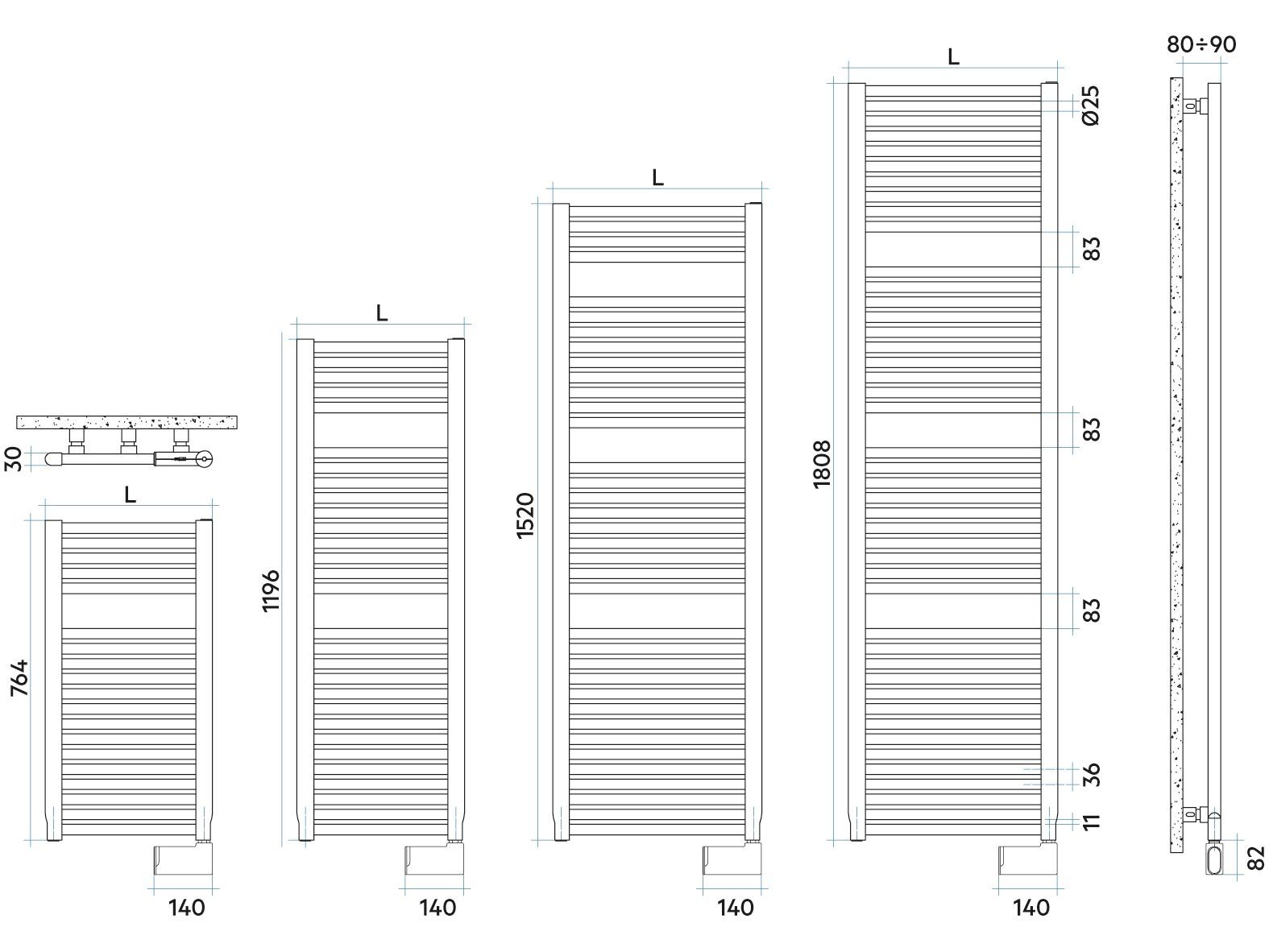 Электрический стальной радиатор для ванны Irsap Novo ARCH-00069005 - Вид №1