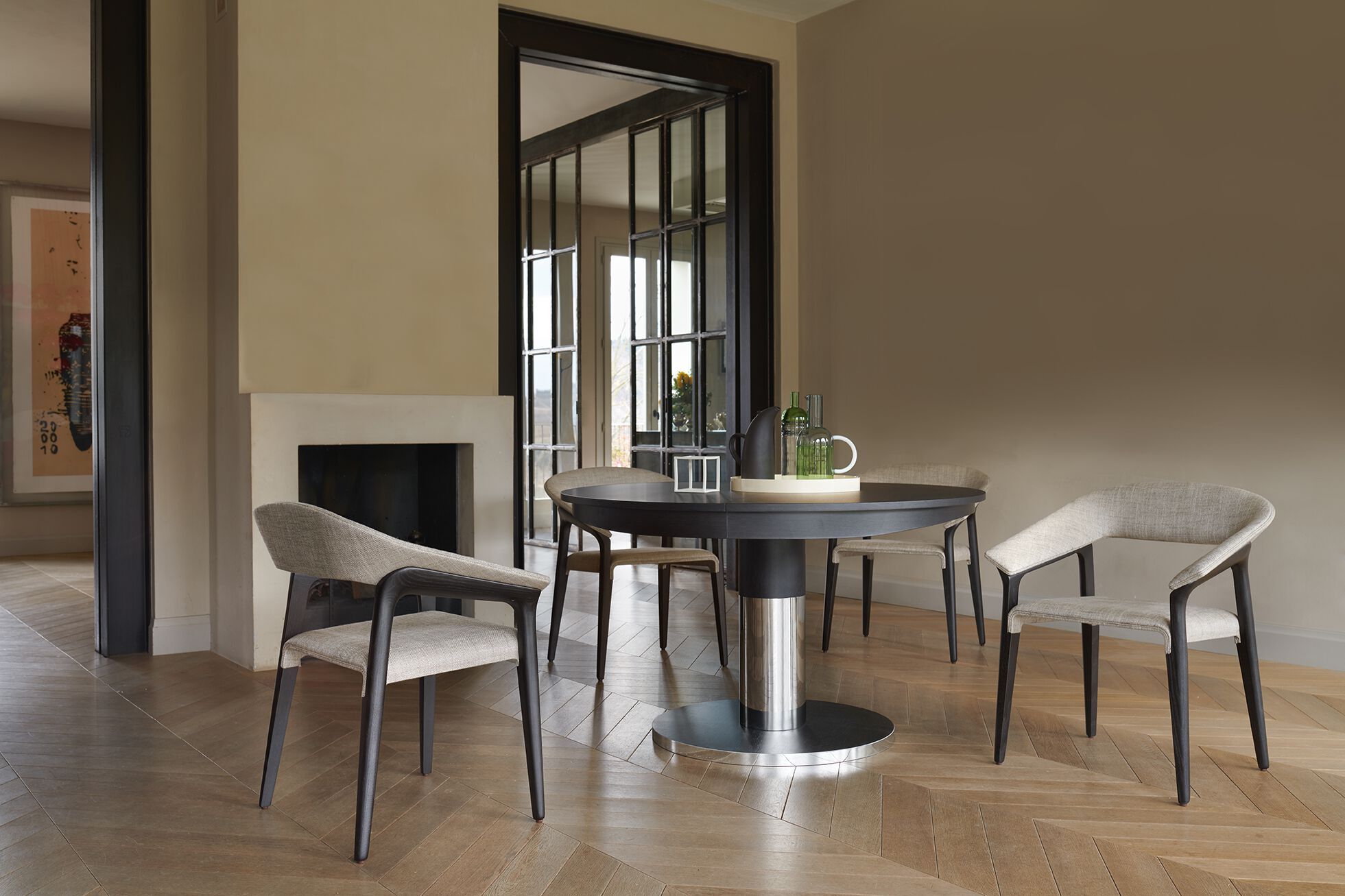 Кресло из ясеня и ткани с подлокотниками Potocco ARCH-00092601 - Вид №1