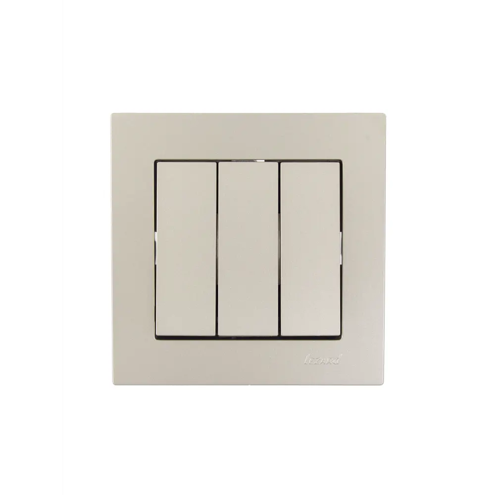 Выключатель Lezard Vesna трехклавишный встраиваемый, цвет титан 87103841 STLM-1578304 - Вид №3