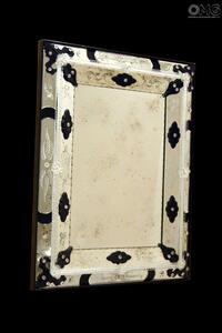 1680 ORIGINALMURANOGLASS Венецианское зеркало Лупо - Luxury black - муранское стекло  см