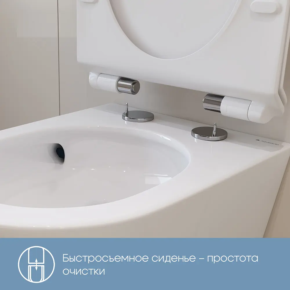 Комплект инсталляция с унитазом Tece Aqd Ovot S955203OV0110, с микролифтом, клавиша цвет белый STLM-2181869 - Вид №4