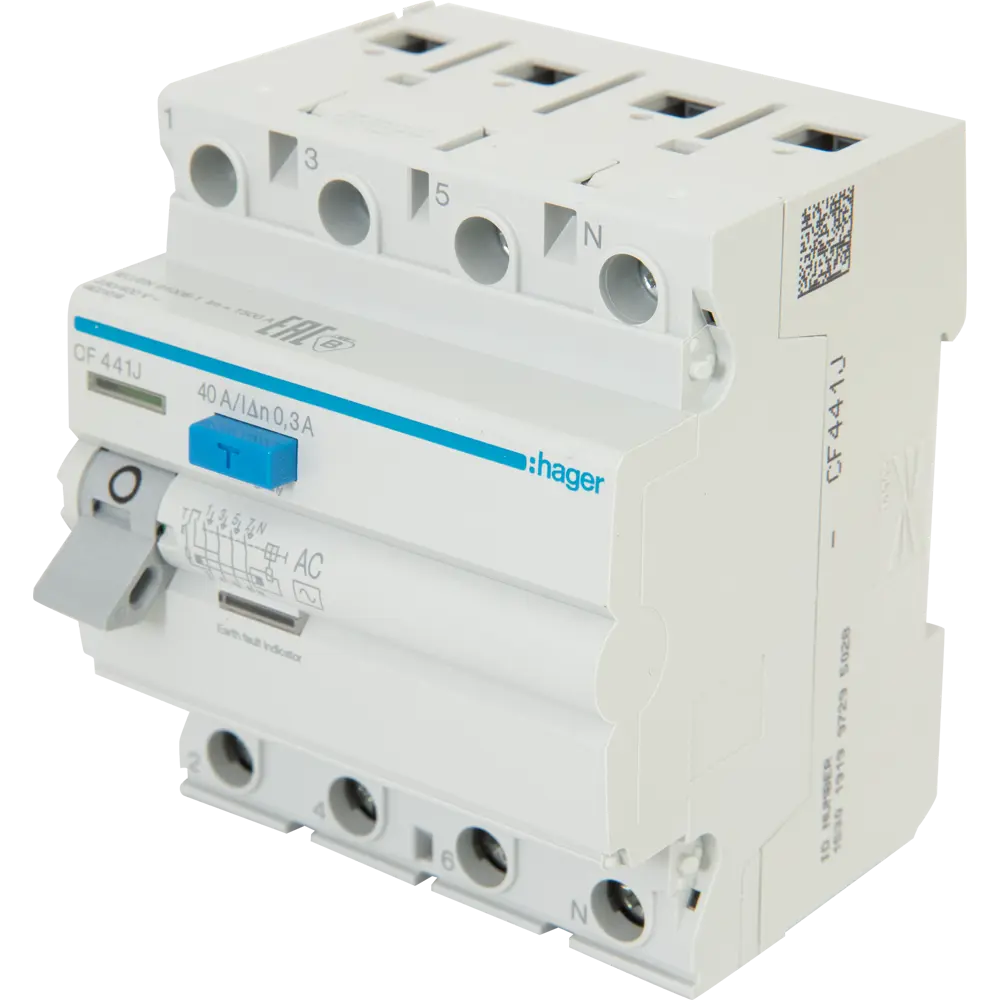 УЗО Hager CF441J 4P N 40 A 300 мА 4.5 кА AC STLM-2041814