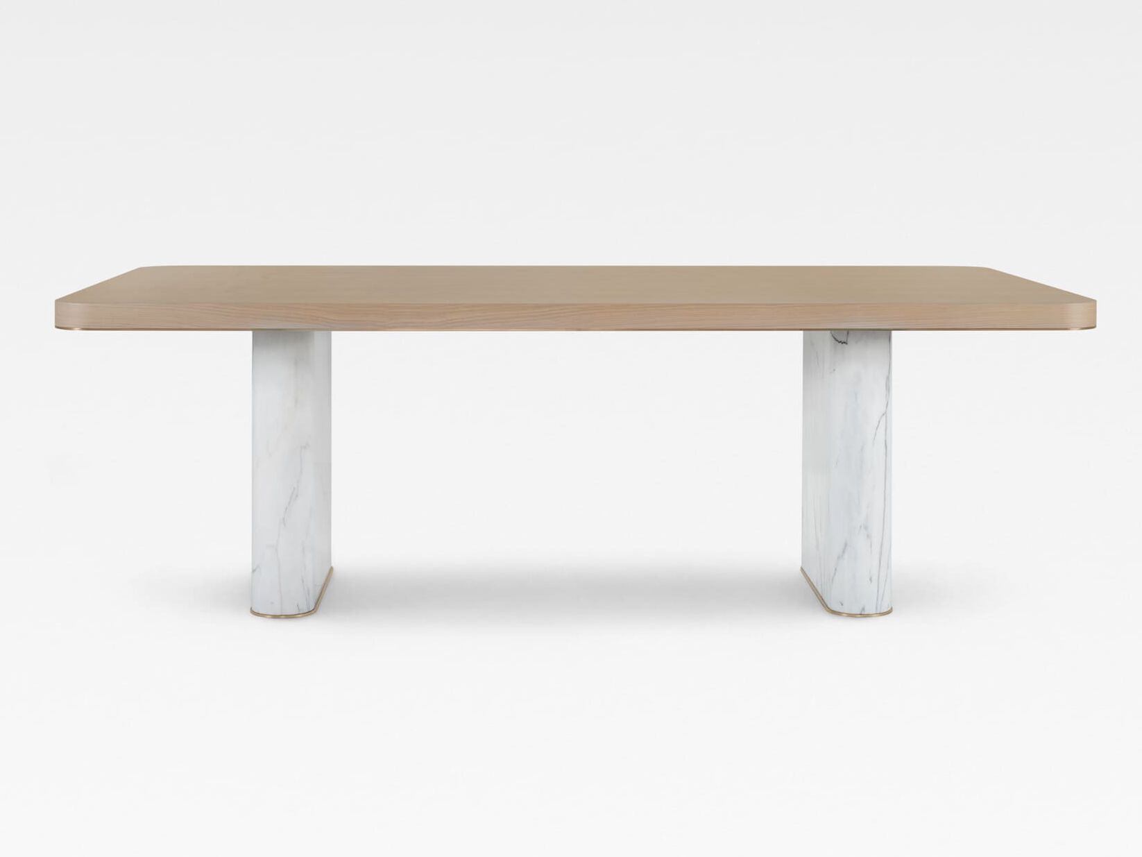Прямоугольный обеденный стол из дуба и мрамора Calacatta Greenapple FALL ARCH-00008402 - Вид №1