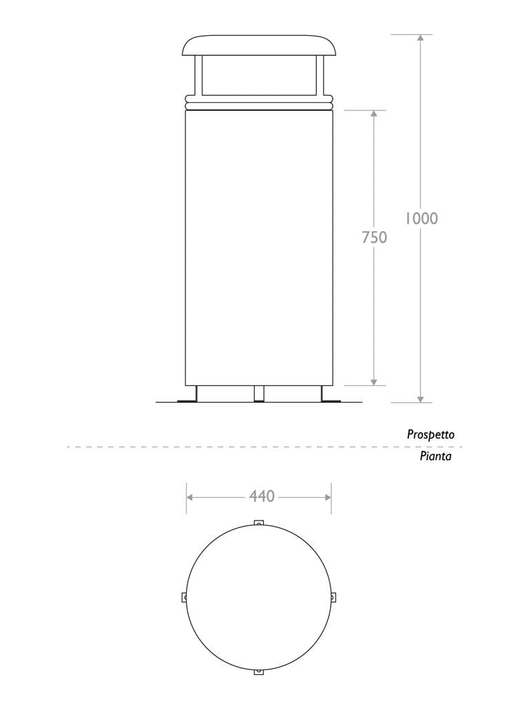 Оцинкованная стальная корзина для мусора с крышкой EUROCOMITALIA современная мебель ARCH-00108461 - Вид №4