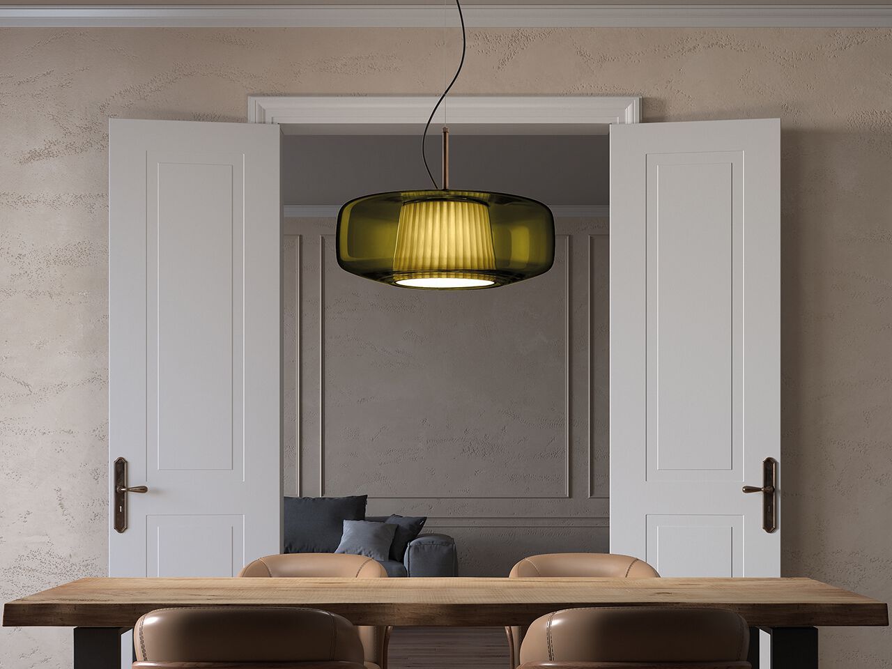 Выдувное стекло светодиодный подвесной светильник Vetreria Vistosi плиссе ARCH-00065405 - Вид №5