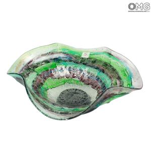 1835 ORIGINALMURANOGLASS Декоративная чаша Зеленый Друид - сбруффи - муранское стекло 26 см