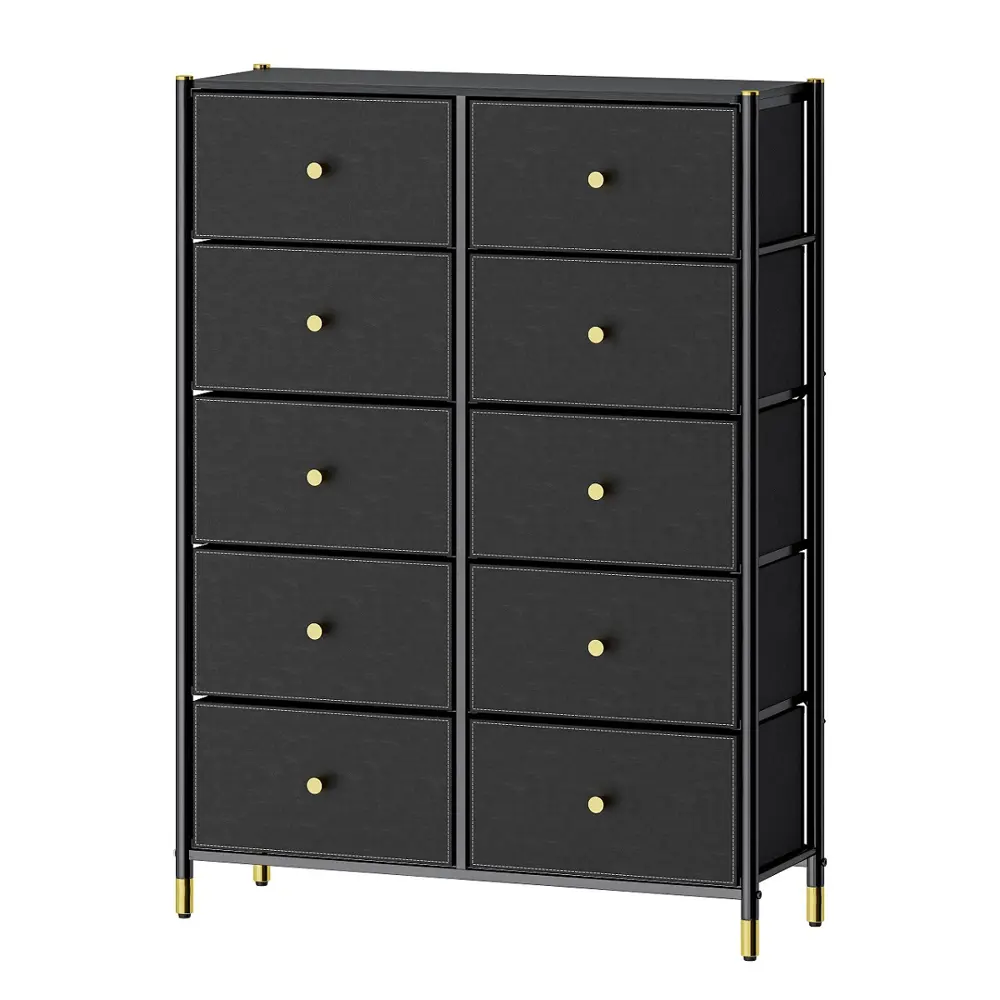 Комод Estares Commod classic 5f-10d-black/gold-89x30x120 плюс 10 ящиков 88.5x30x120 см МДФ цвет черный