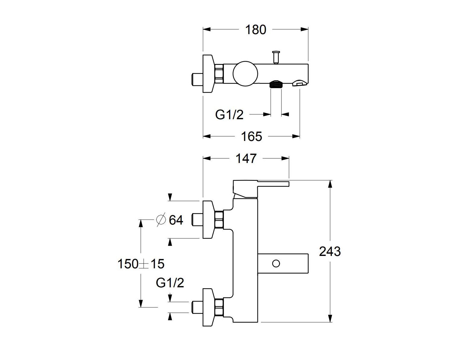 Настенный смеситель для ванны с 2 отверстиями GUGLIELMI RUBINETTERIE Sprint ARCH-00018623 - Вид №1