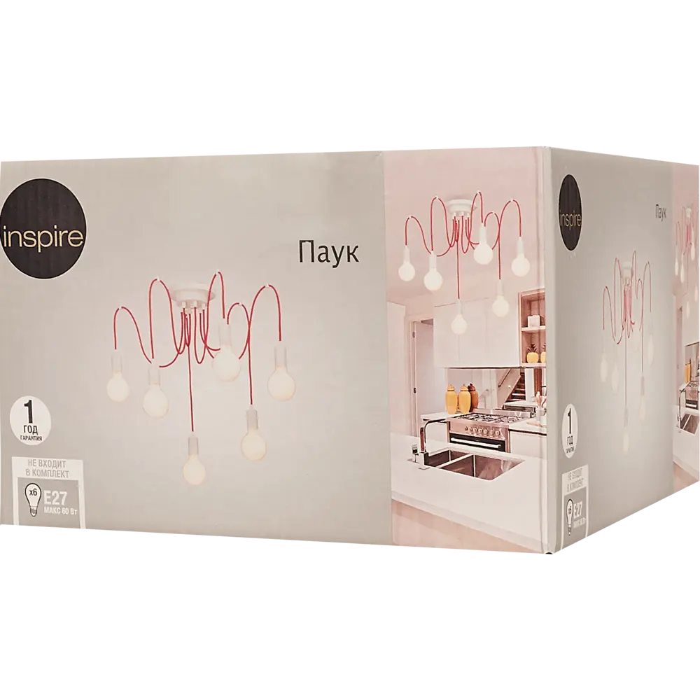 Подвесной светильник Inspire Паук V4238-4/6PL 6хЕ27х60 Вт цвет белый/красный 81956770 STLM-2170514  - Вид №7