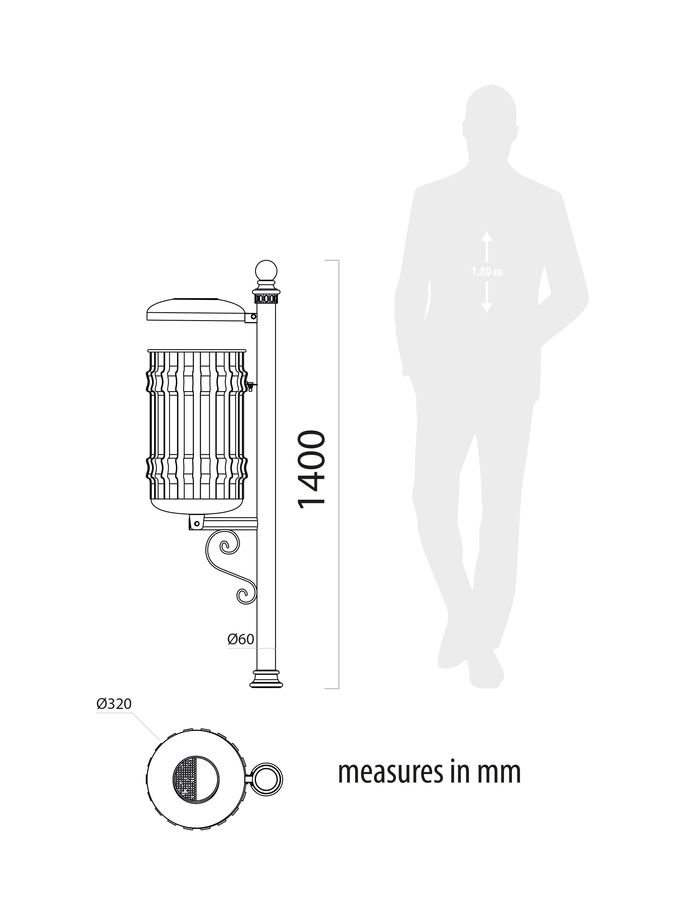 Наружные металлические стойки для мусора Lazzari Геркуланум ARCH-00051057 - Вид №2