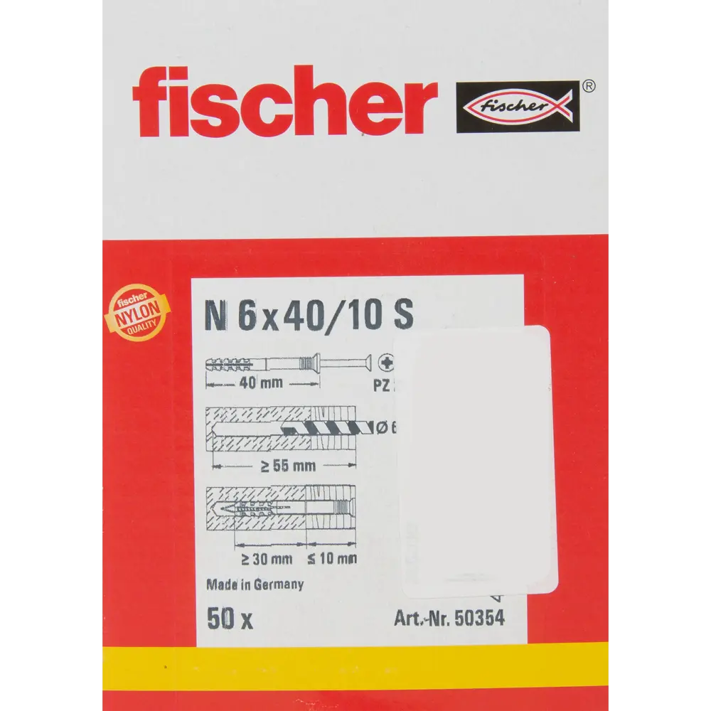 Дюбель-гвоздь потайной Fischer нейлон 6x40 мм 50 шт STLM-2202500 - Вид №3
